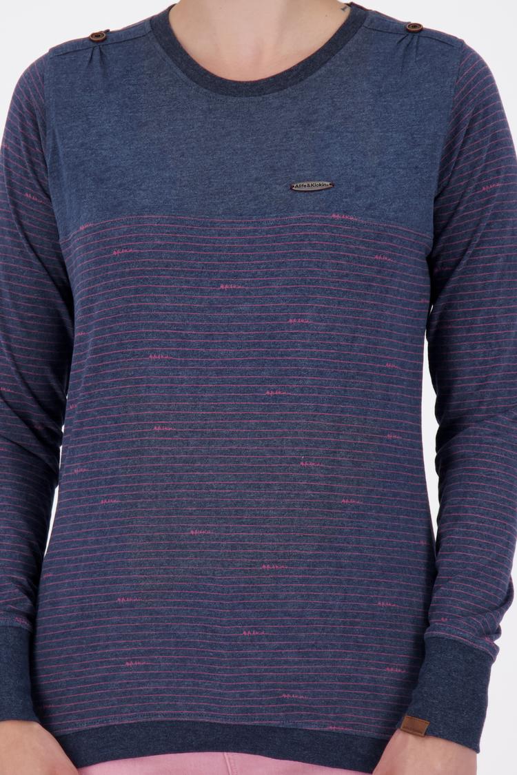 ALIFE AND KICKIN ALIFE AND KICKIN LeonieAK Z Langarmshirt Damen - marine melange - 3 | SportScheck