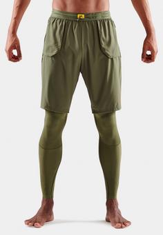 Rückansicht von Skins S5 Superpose Long Tights Tights Herren khaki