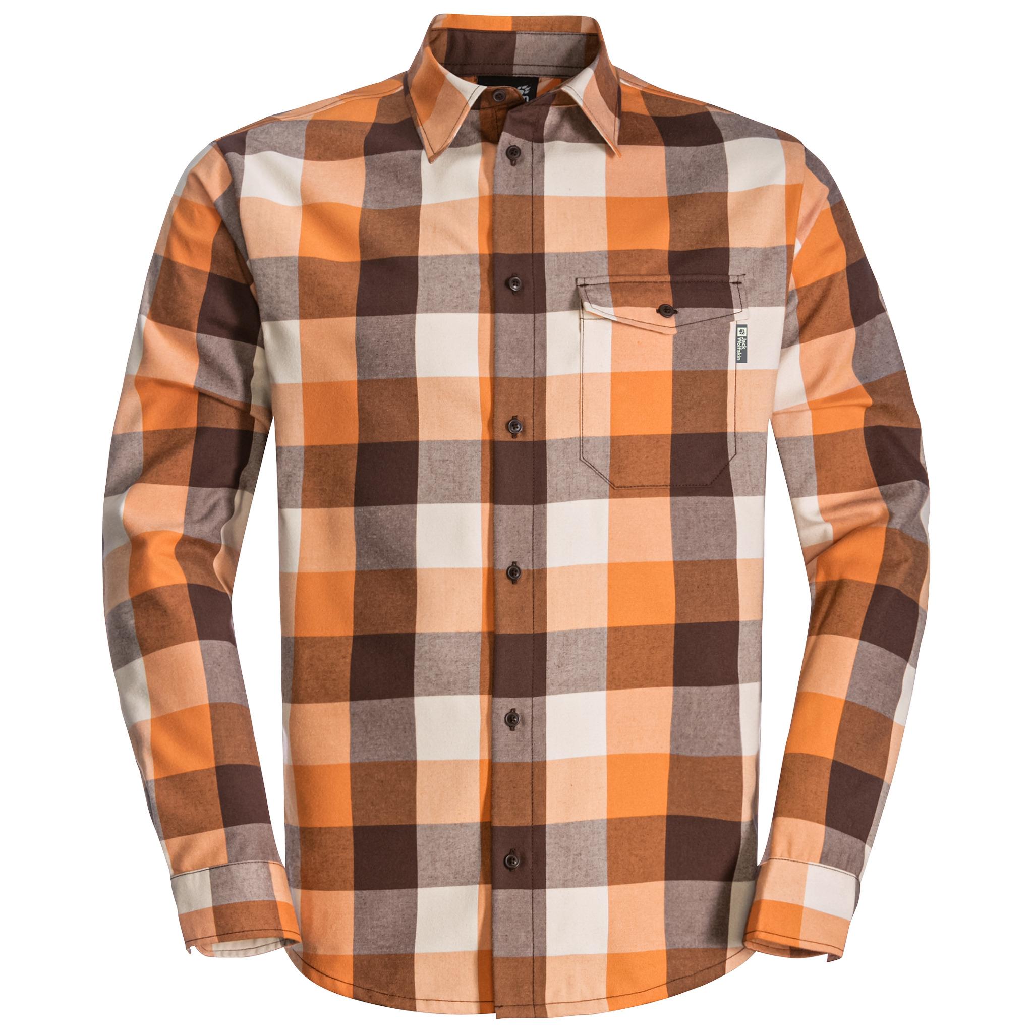 Jack Wolfskin FELSENWEG SHIRT M Funktionsshirt Herren orange fall checks