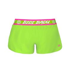 Rückansicht von BIDI BADU Tiida Tech 2 In 1 Shorts Tennisshorts Damen neongrün/pink