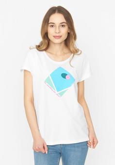 Rückansicht von BIDI BADU True Love Tennisshirt Damen weiß