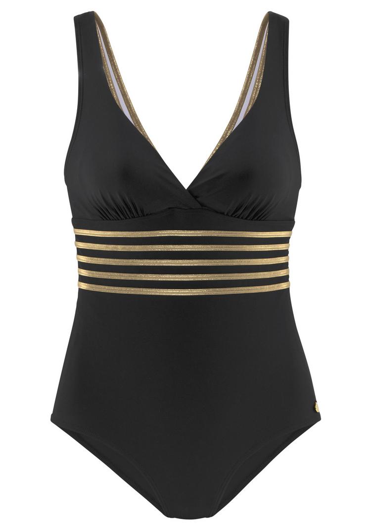 Lascana Lascana Badeanzug Badeanzug Damen - schwarz-goldfarben - 0 | SportScheck