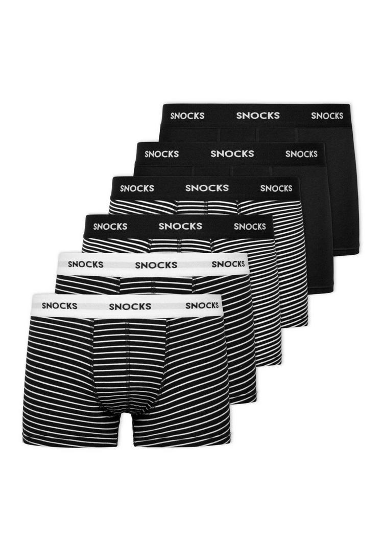 Snocks Snocks Boxershorts aus Bio-Baumwolle Unterhose Herren - Schwarze Streifen - 0 | SportScheck