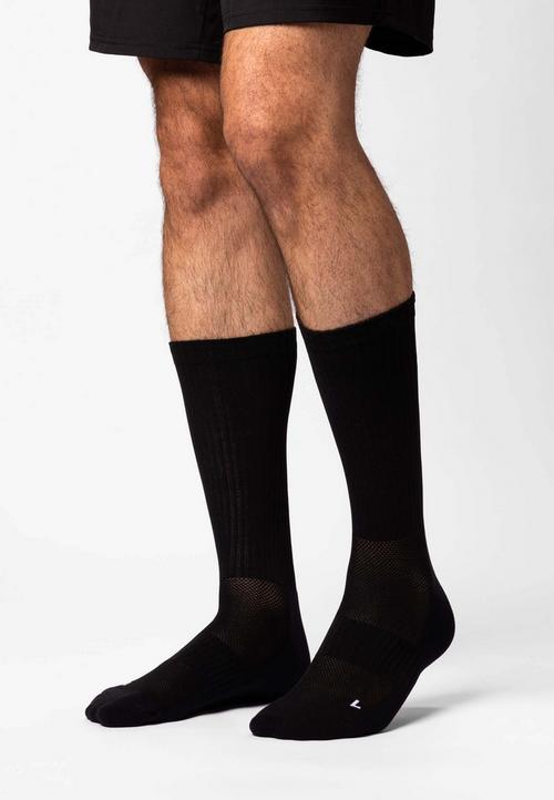 Rückansicht von Snocks Hohe Laufsocken Laufsocken Schwarz-Weiß