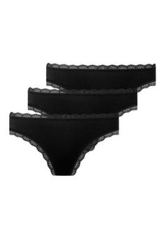 Snocks Tangas mit Spitze aus Bio-Baumwolle String Damen Schwarz