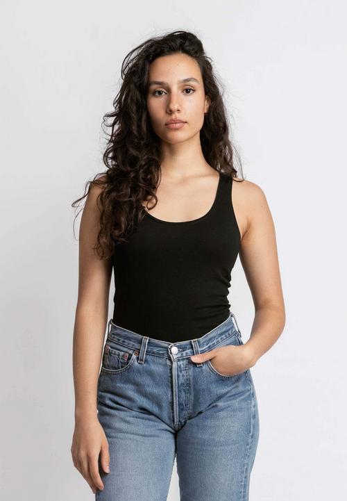 Rückansicht von Snocks Tank Top aus Bio-Baumwolle Tanktop Damen Schwarz