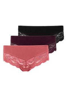 Snocks Hipster mit Spitze aus Bio-Baumwolle Hipster Damen Mix (Mauve/Weinrot/Schwarz)