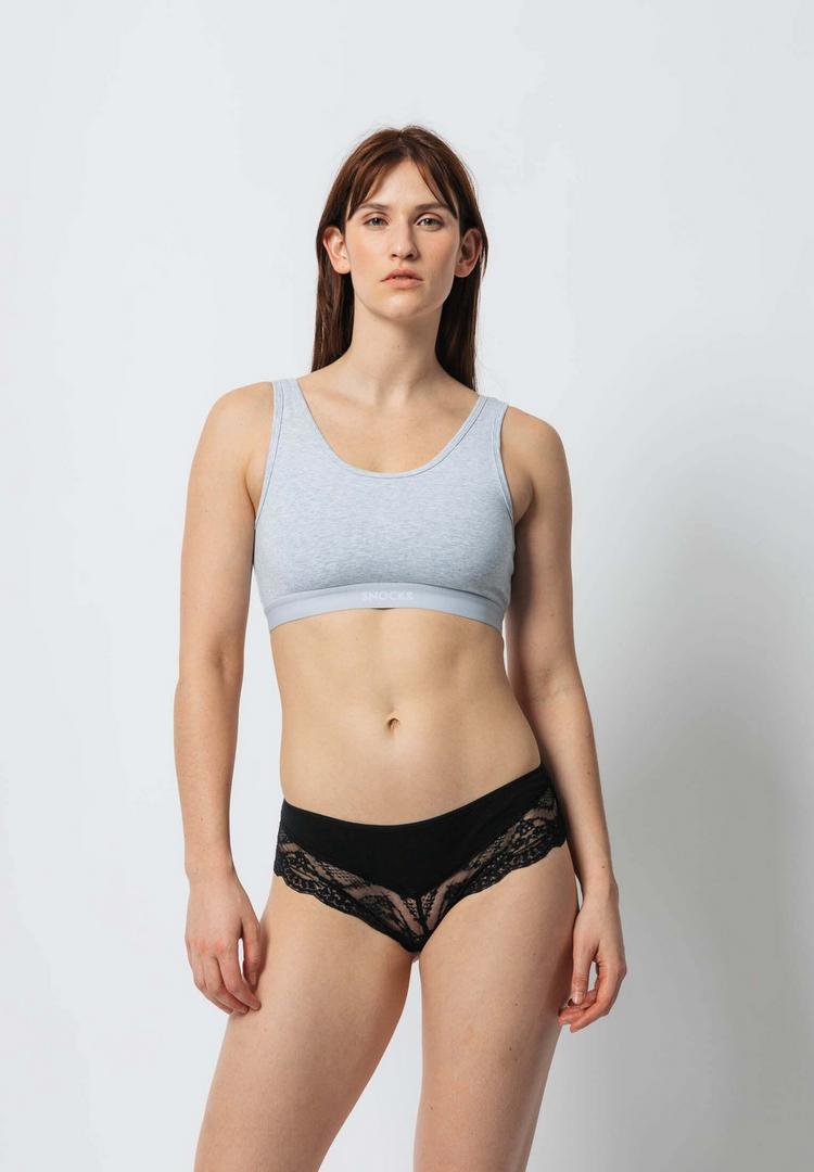 Snocks Snocks Hipster mit Spitze aus Bio-Baumwolle Unterhose Damen - Mix (Wei&szlig;/Hellgrau/Schwarz) - 1 | SportScheck