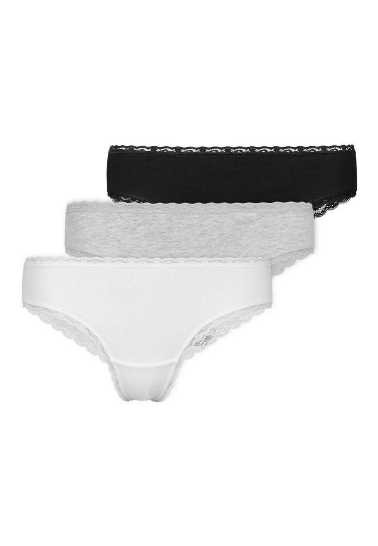 Snocks Snocks Slips mit Spitze aus Bio-Baumwolle Unterhose Damen - Mix (Wei&szlig;/Hellgrau/Schwarz) - 0 | SportScheck