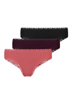 Snocks Slips mit Spitze aus Bio-Baumwolle Slip Damen Mix (Mauve/Weinrot/Schwarz)