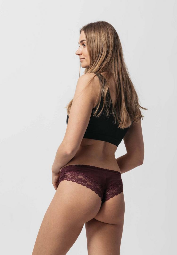 Snocks Snocks Slips mit Spitze aus Bio-Baumwolle Unterhose Damen - Mix (Mauve/Weinrot/Schwarz) - 5 | SportScheck