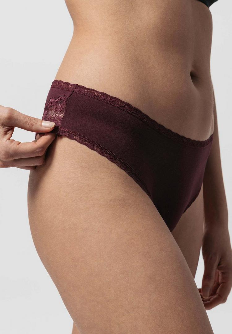 Snocks Snocks Slips mit Spitze aus Bio-Baumwolle Unterhose Damen - Mix (Mauve/Weinrot/Schwarz) - 6 | SportScheck