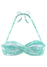 S.OLIVER B&uuml;gel-Bikini-Top Bikini Oberteil Damen - t&uuml;rkis-wei&szlig;