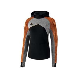 Erima Premium One 2.0 Kapuzensweat Damen Funktionssweatshirt Damen orangeschwarzgrau