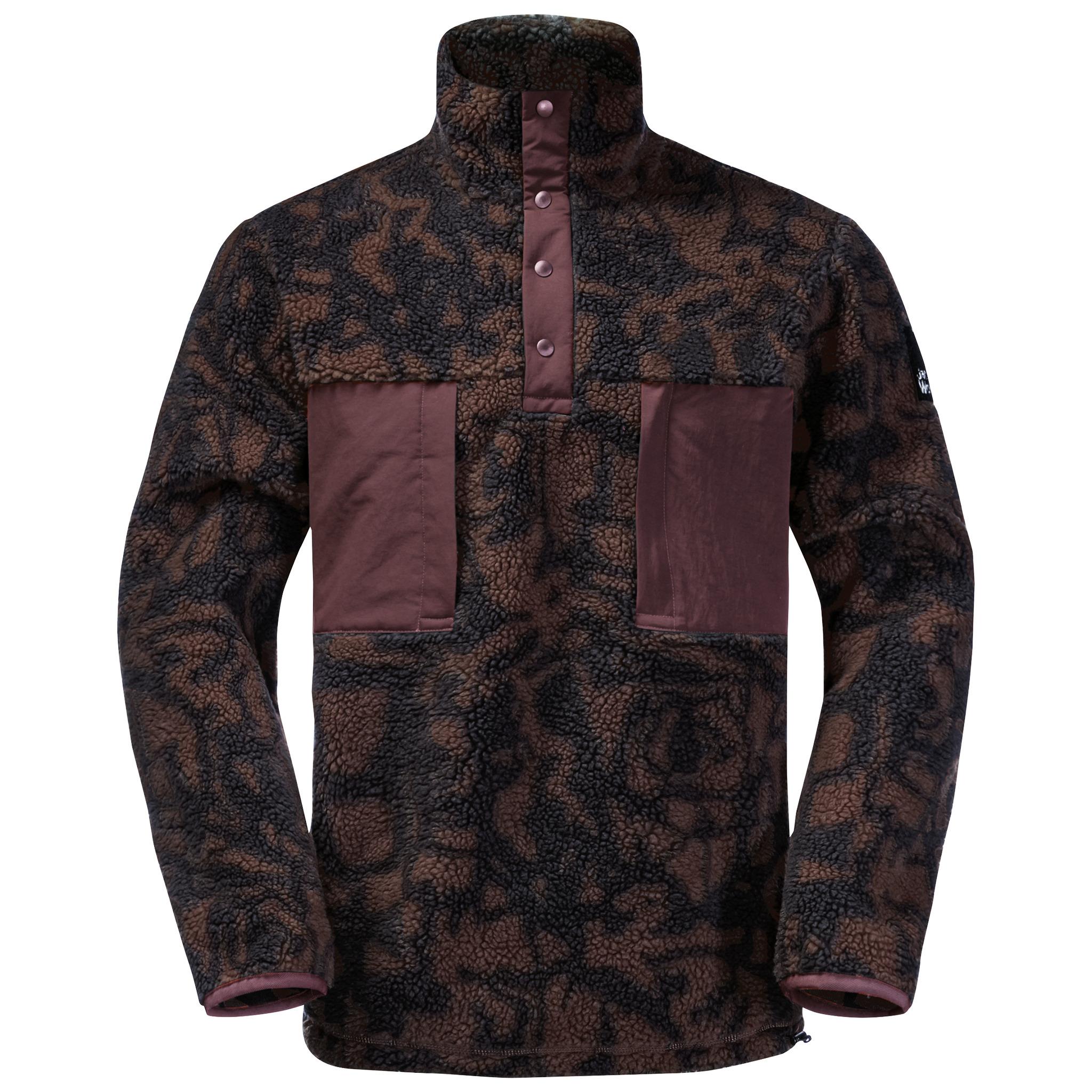 Jack Wolfskin PANK HUDSON SNAP M Fleecepullover Herren dark oak allover