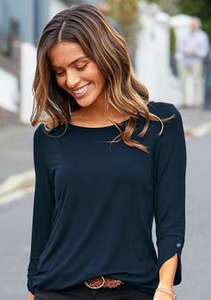 Rückansicht von Vivance 3/4-Arm-Shirt Longshirt Damen navy