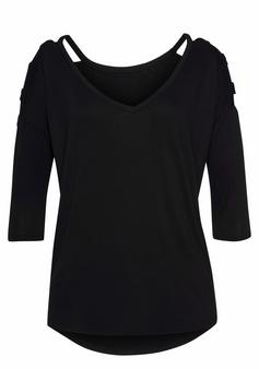 Lascana 3/4-Arm-Shirt Longshirt Damen schwarz