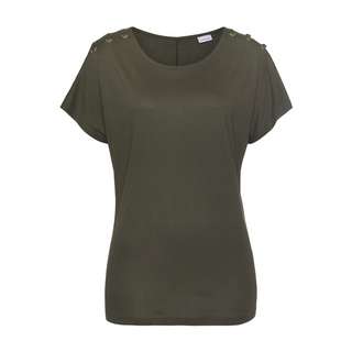 Lascana Kurzarmshirt T-Shirt Damen dunkelgrün