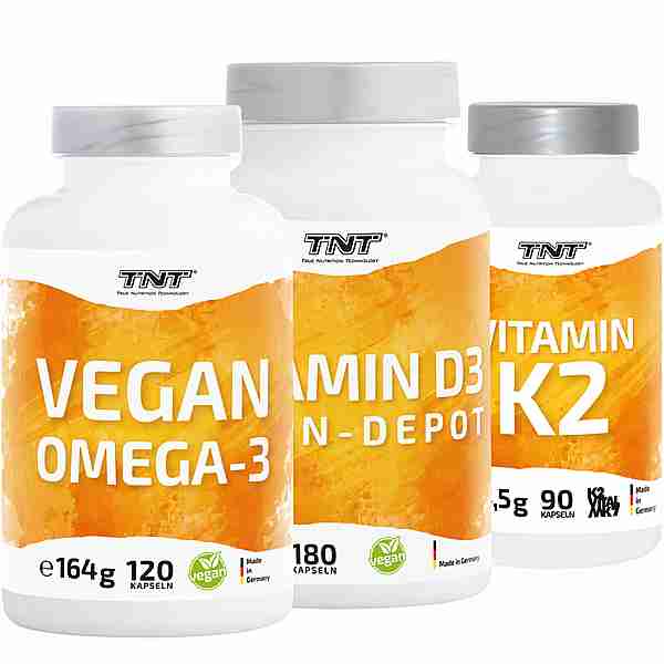 TNT O3-D3-K2 Vegan-Bundle Omega-3-Kapseln ohne Geschmack