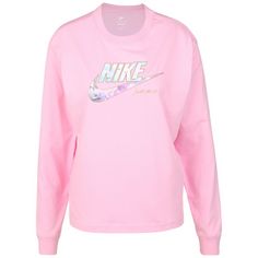 Nike NSW TEE OC 1 LS BOXY Sweatshirt Damen pink / weiß