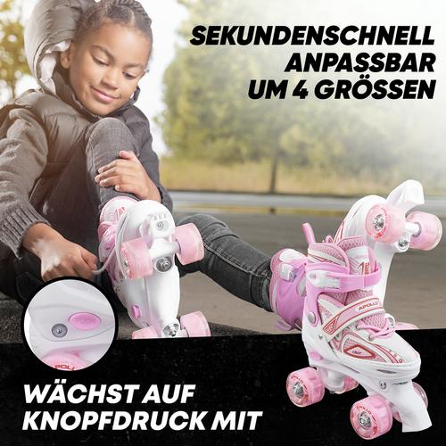 Rückansicht von Apollo Super Quads X-Pro Rollschuhe weiß-pink