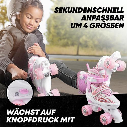 Rückansicht von Apollo Super Quads X-Pro Rollschuhe weiß/pink