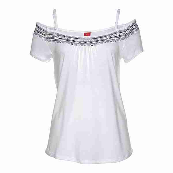 S.OLIVER Kurzarmshirt T-Shirt Damen weiß-marine-bedruckt