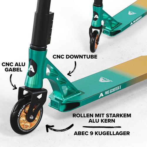 Rückansicht von Apollo Genesis Pro X Türkis/Gold Scooter türkis/gold