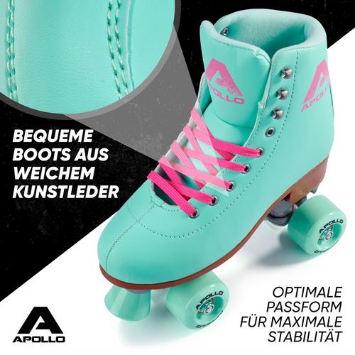 Rückansicht von Apollo Classic Roller Retro Rollschuhe Lagoon Mint