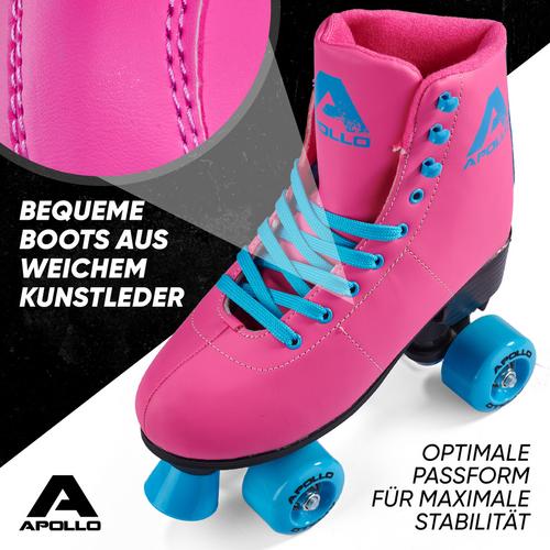 Rückansicht von Apollo Classic Roller Retro Rollschuhe funky-pink