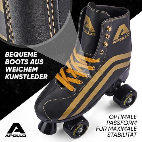 Rückansicht von Apollo Classic Roller Retro Rollschuhe Luna Nova Schwarz/Gold