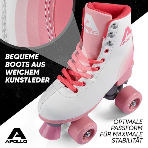 Rückansicht von Apollo Classic Roller Retro Rollschuhe blossom-rosa