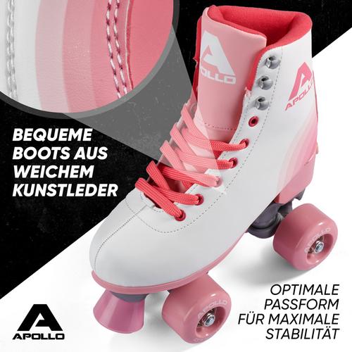 Rückansicht von Apollo Classic Roller Retro Rollschuhe Blossom Rosa