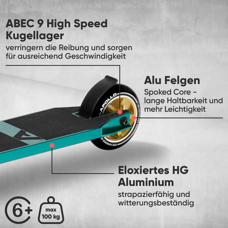 Apollo Apollo Star Pro Scooter - t&uuml;rkis-gold - 3 | SportScheck