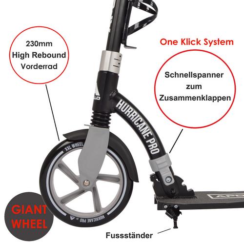 Rückansicht von Apollo Hurricane Scooter schwarz-silber
