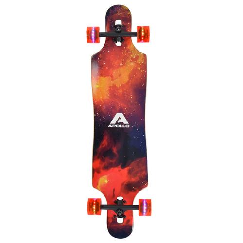 Rückansicht von Apollo Redshift LED Wheels Longboard rot/schwarz