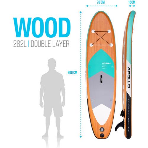 Rückansicht von Apollo SUP Wood Mint SUP Board holz-mint