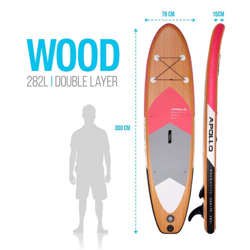 Rückansicht von Apollo SUP Wood Pink SUP Board holz/pink