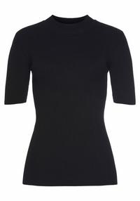 Lascana Kurzarmpullover Rundhalspullover Damen - schwarz
