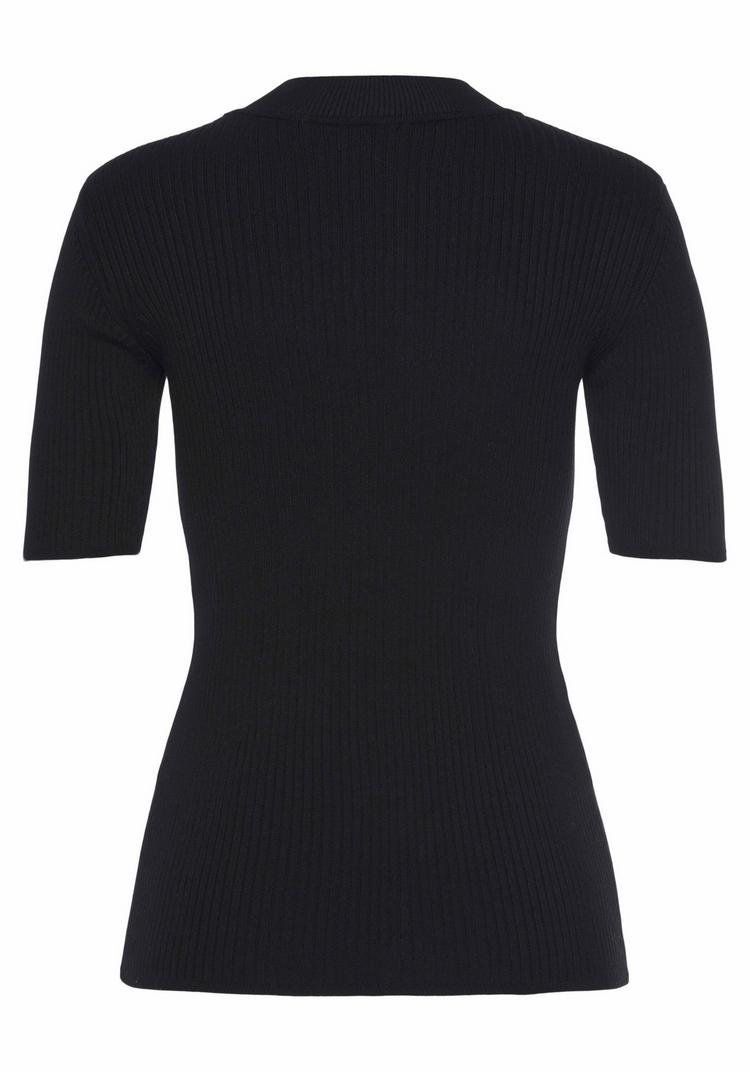 Lascana Lascana Kurzarmpullover Rundhalspullover Damen - schwarz - 0 | SportScheck