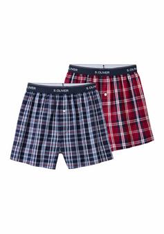 S.OLIVER Webboxer Boxershorts Herren blau-kariert, rot-kariert