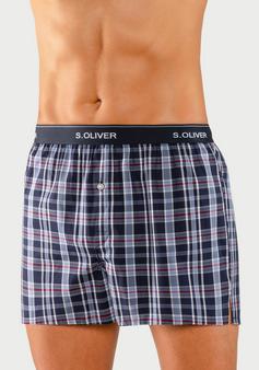 Rückansicht von S.OLIVER Webboxer Boxershorts Herren blau-kariert, rot-kariert