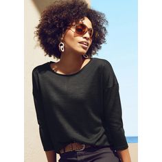 Rückansicht von Lascana 3/4-Arm-Shirt Longshirt Damen schwarz