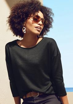 Rückansicht von Lascana 3/4-Arm-Shirt Longshirt Damen schwarz