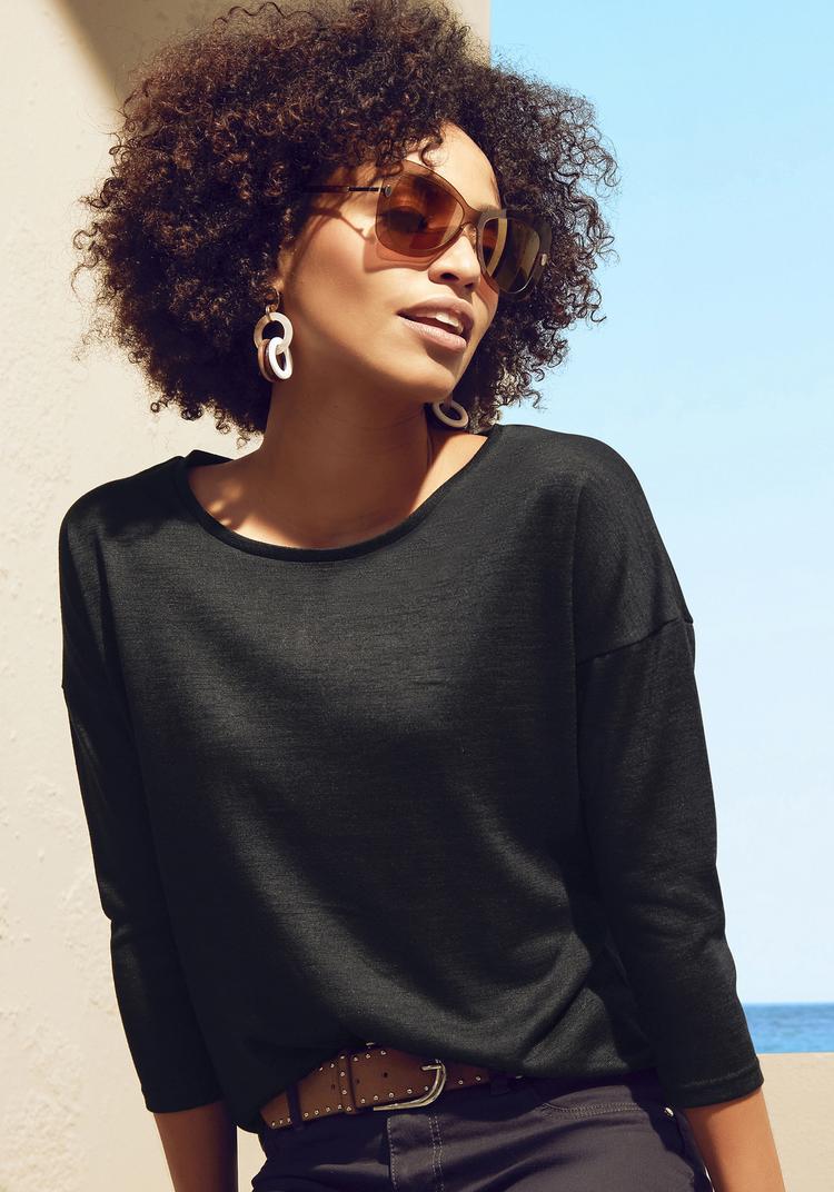 Lascana Lascana 3/4-Arm-Shirt Longshirt Damen - schwarz - 0 | SportScheck