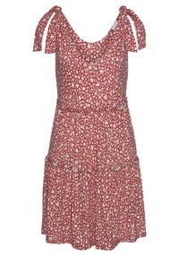 BEACH TIME Druckkleid Kurzarmkleid Damen - rot-wei&szlig;-bedruckt