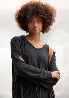 Rückansicht von Lascana Stricktop Spaghettitop Damen schwarz