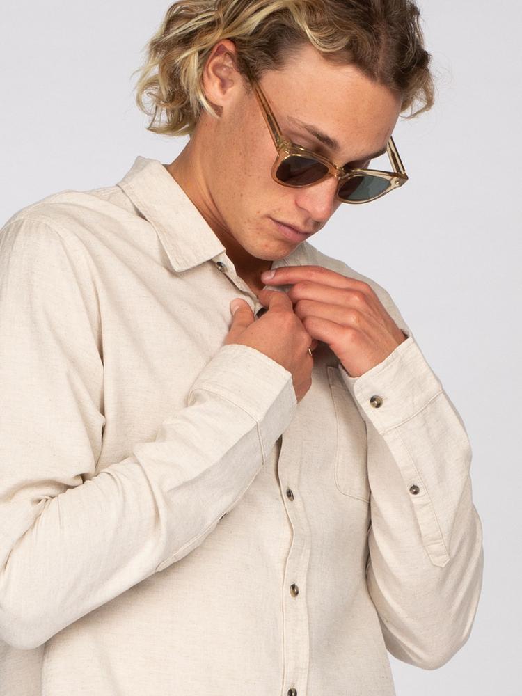 RUSTY RUSTY OVERTONE LONG SLEEVE LINEN SHIRT Langarmhemd Herren - Ecru - 4 | SportScheck