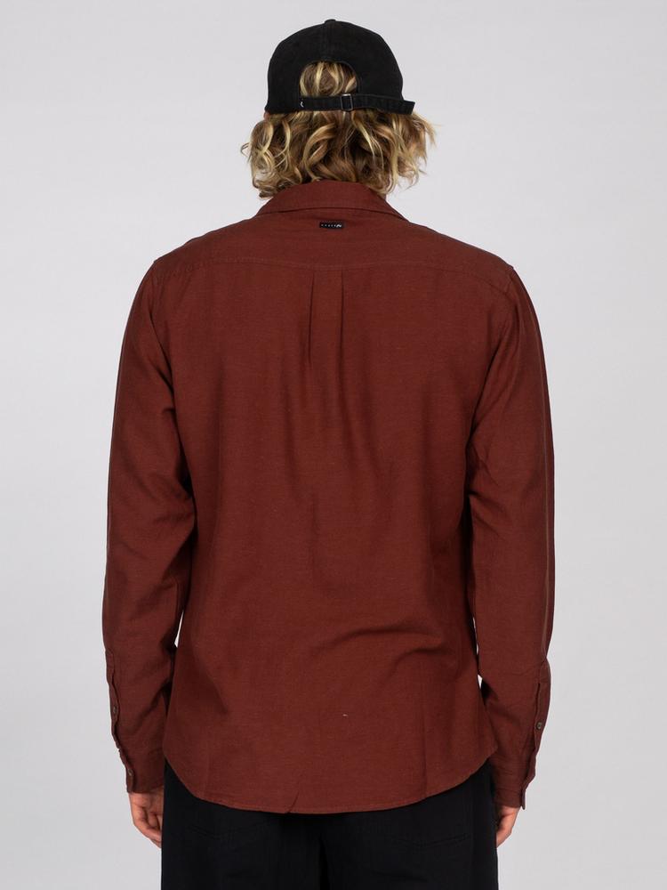RUSTY RUSTY OVERTONE LONG SLEEVE LINEN SHIRT Langarmhemd Herren - Russet Red - 1 | SportScheck
