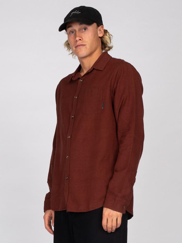 RUSTY RUSTY OVERTONE LONG SLEEVE LINEN SHIRT Langarmhemd Herren - Russet Red - 2 | SportScheck